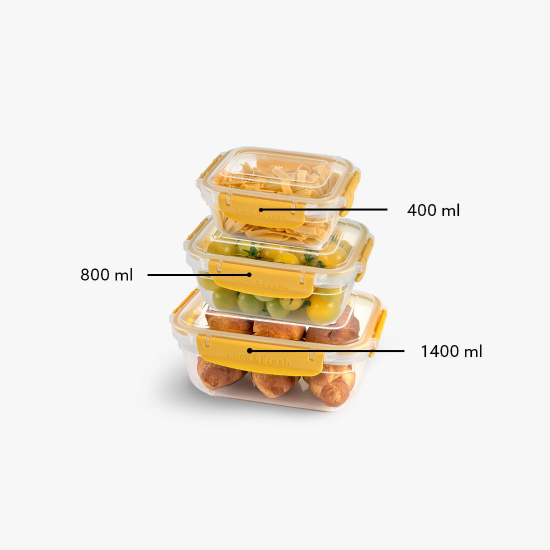 3 Parça Master Dikdörtgen Set (400-800-1400 ml)
