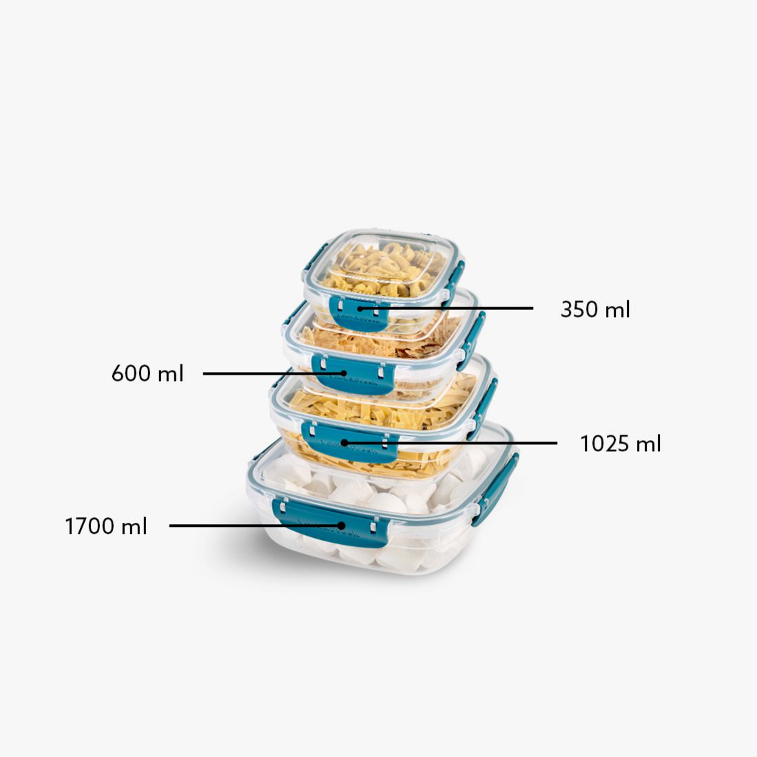 4 Pcs Master Square Set (350-600-1025-1700 ml)