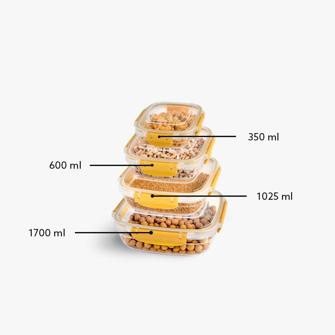 4 Pcs Master Square Set (350-600-1025-1700 ml)