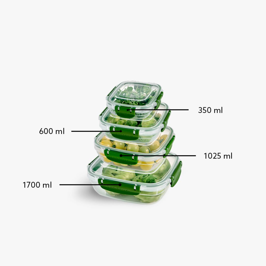 4 Pcs Master Square Set (350-600-1025-1700 ml)