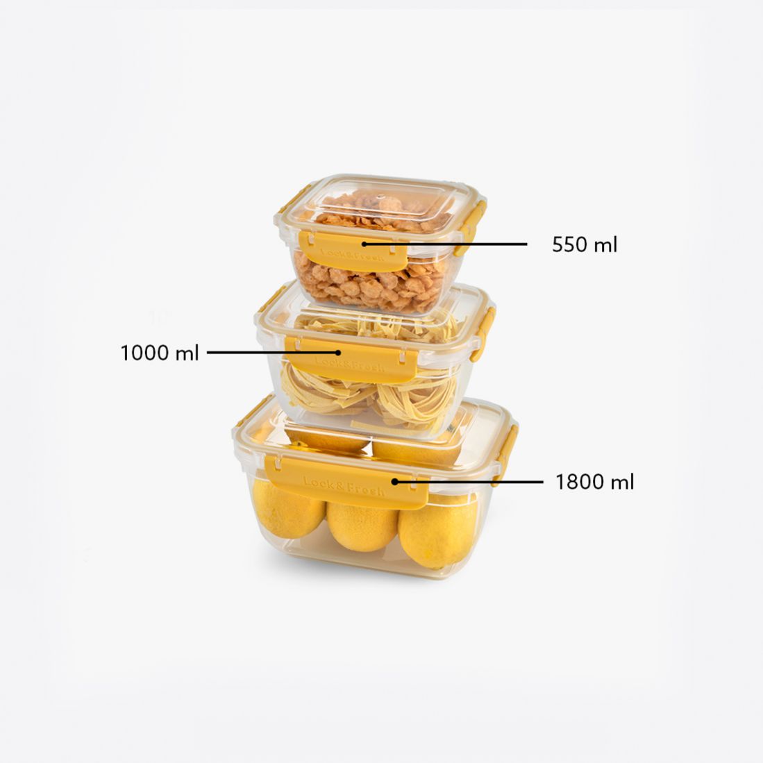 3 Pcs Master Rectangular Set (550-1000-1800 ml)