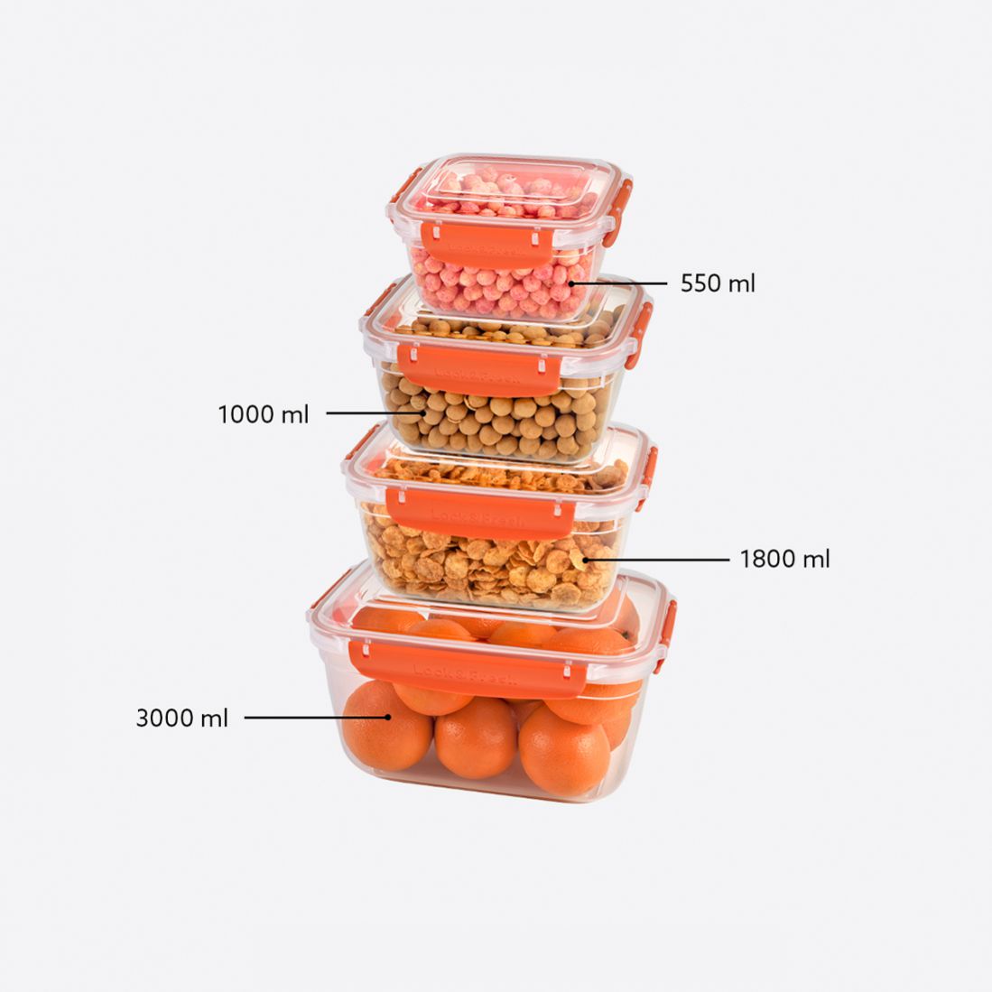 Мастер Прямоугольный Контейнер 4 шт. (550-1000-1800-3000 мл)