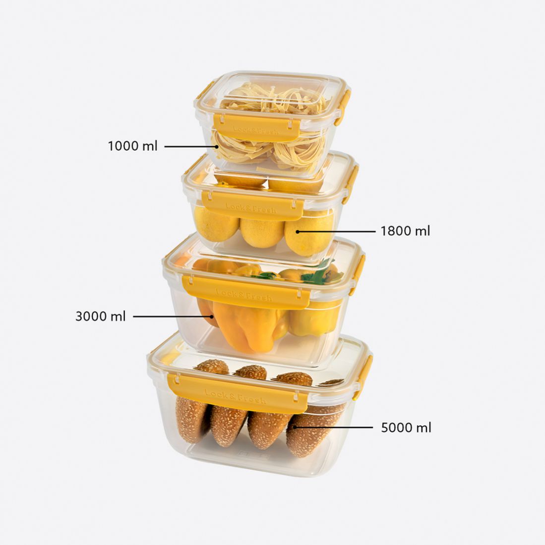 4 Pcs Master Rectangular Set (1000-1800-3000-5000 ml)