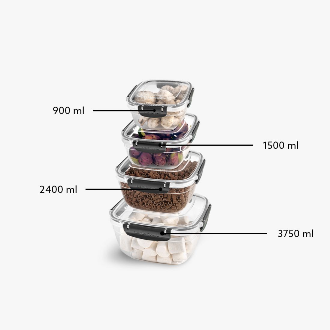 4 Pcs Master Square Set (900-1500-2400-3750 ml)