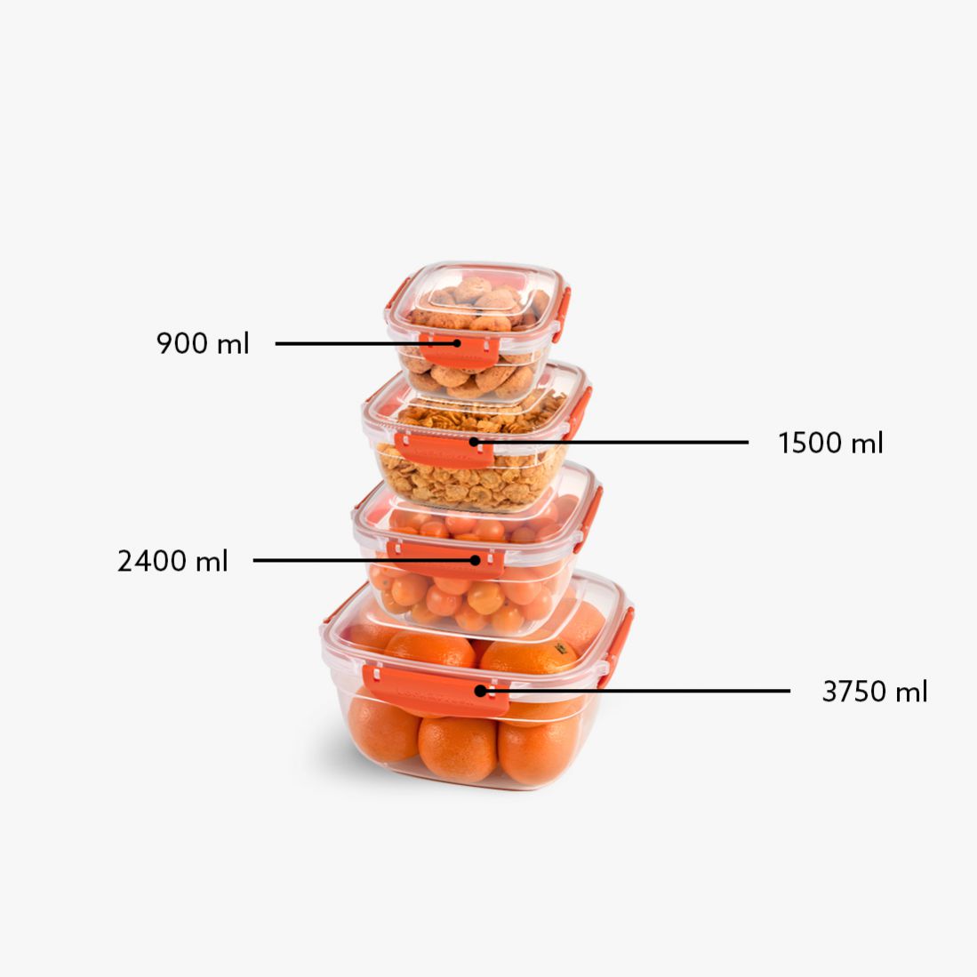 4 Pcs Master Square Set (900-1500-2400-3750 ml)