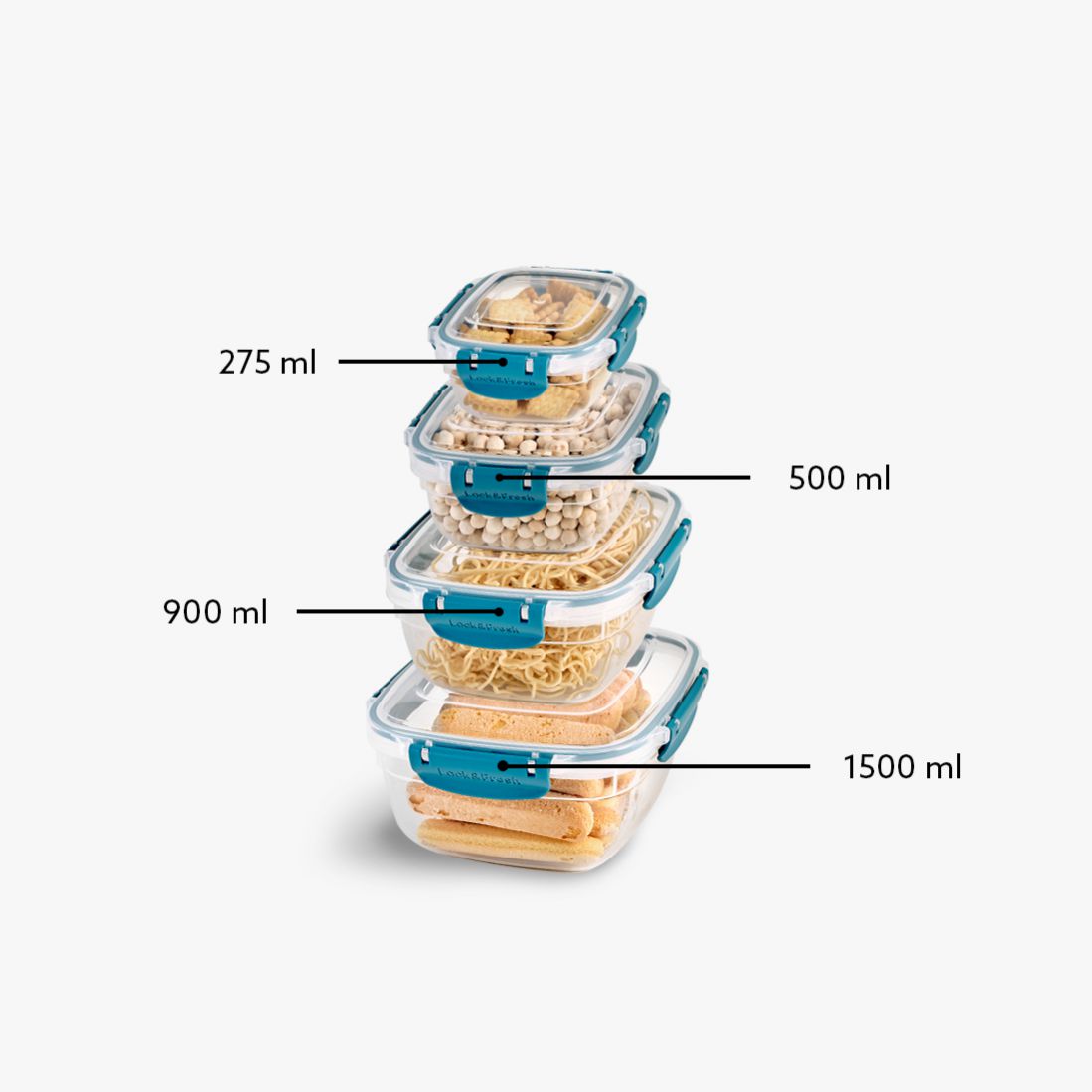 4 Pcs Master Square Set (275-500-900-1500 ml)