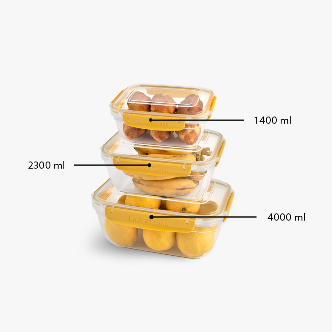 3 Parça Master Dikdörtgen Set (1400-2300-4000 ml)
