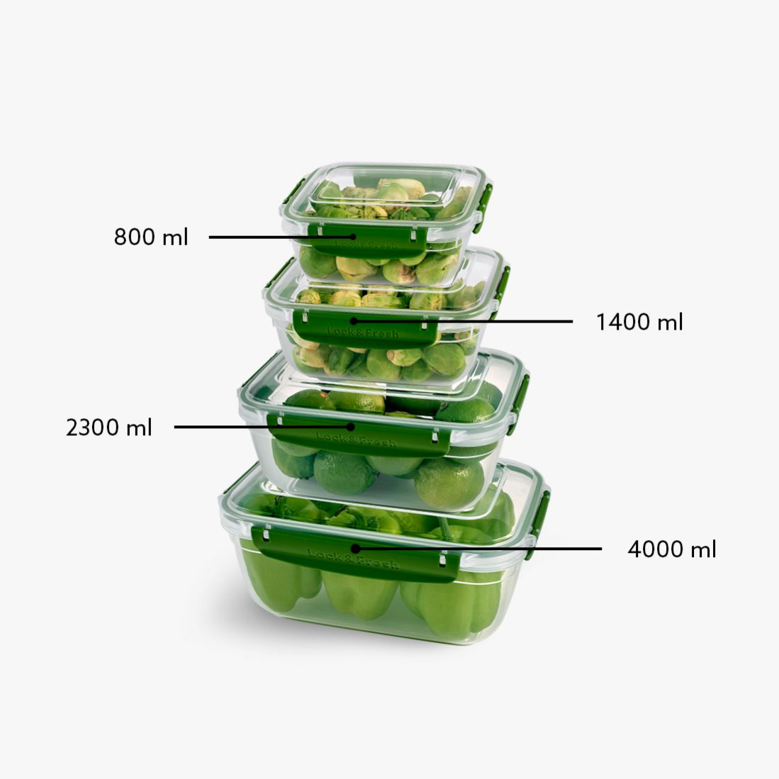 4 Pcs Master Rectangular Set (800-1400-2300-4000 ml)