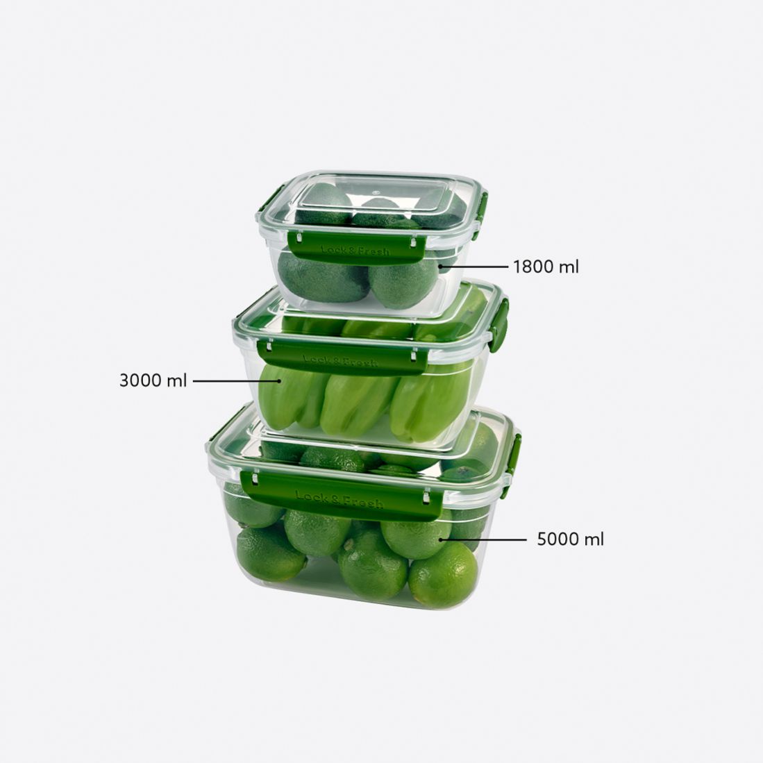 3 Pcs Master Rectangular Set (1800-3000-5000 ml)