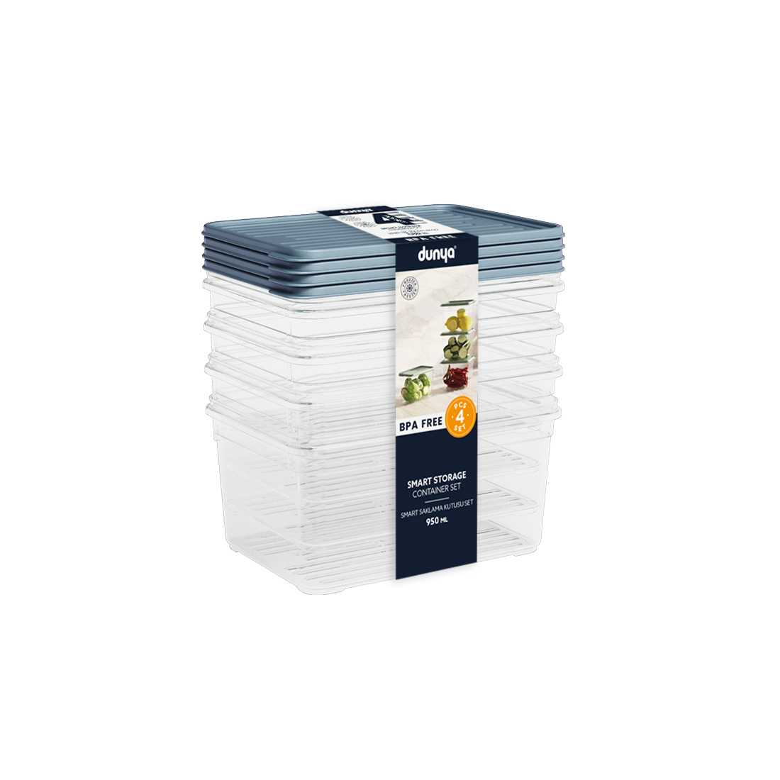 4 Pcs Smart Storage Container Set (4 x 950ml)