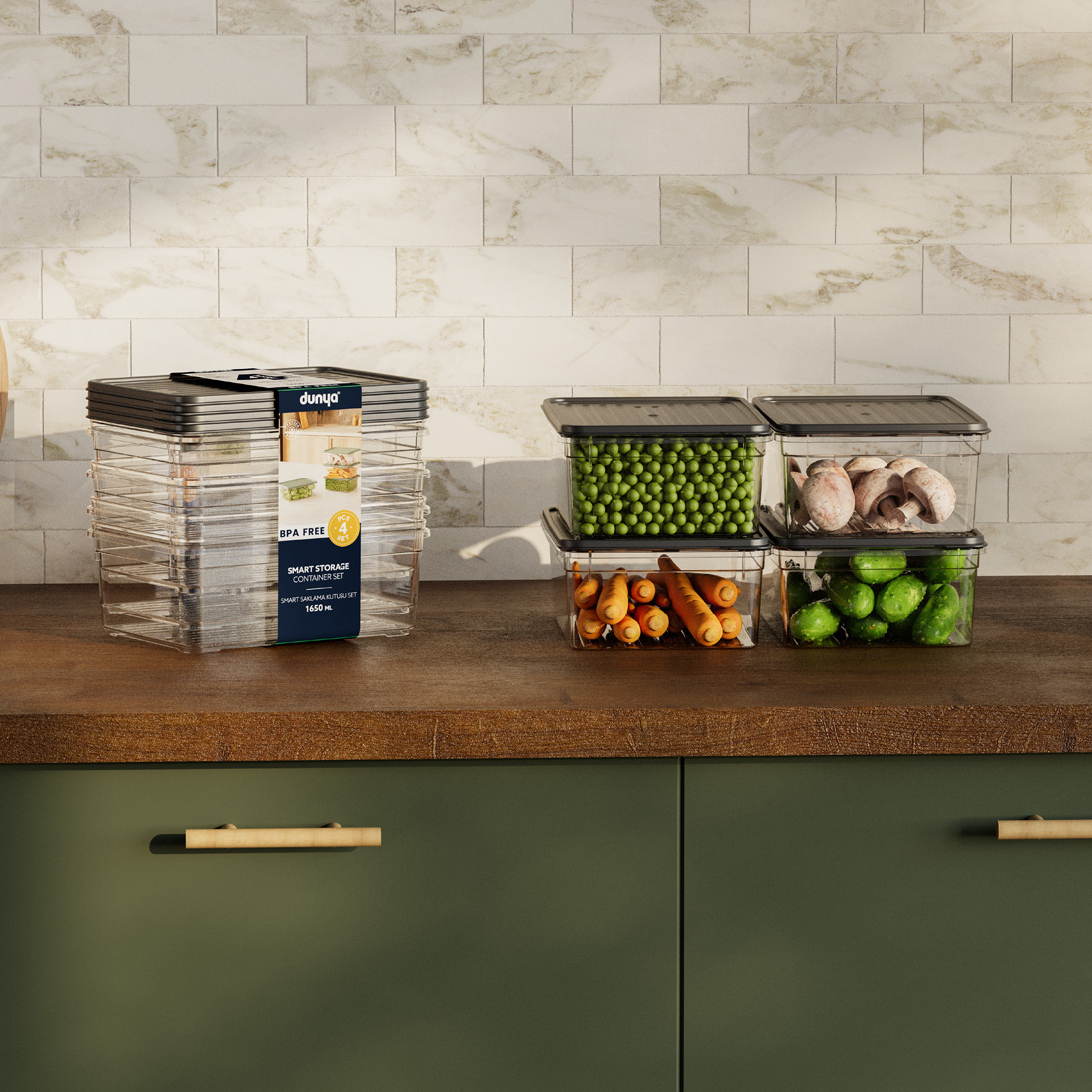 4 Parça Smart Saklama Kabı Set (4 x 1650 ml)