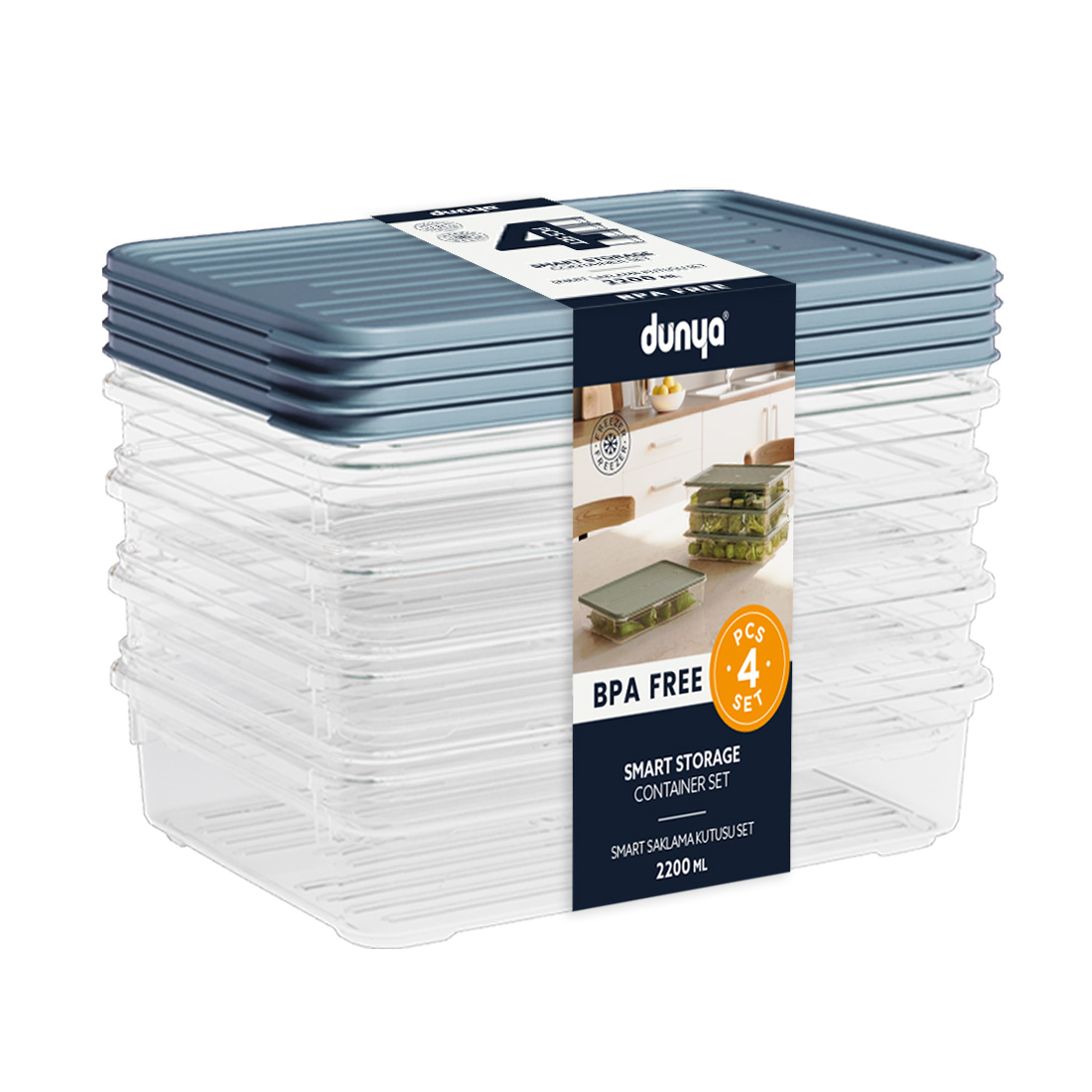 4 Parça Smart Saklama Kabı Set (4 x 2200 ml)