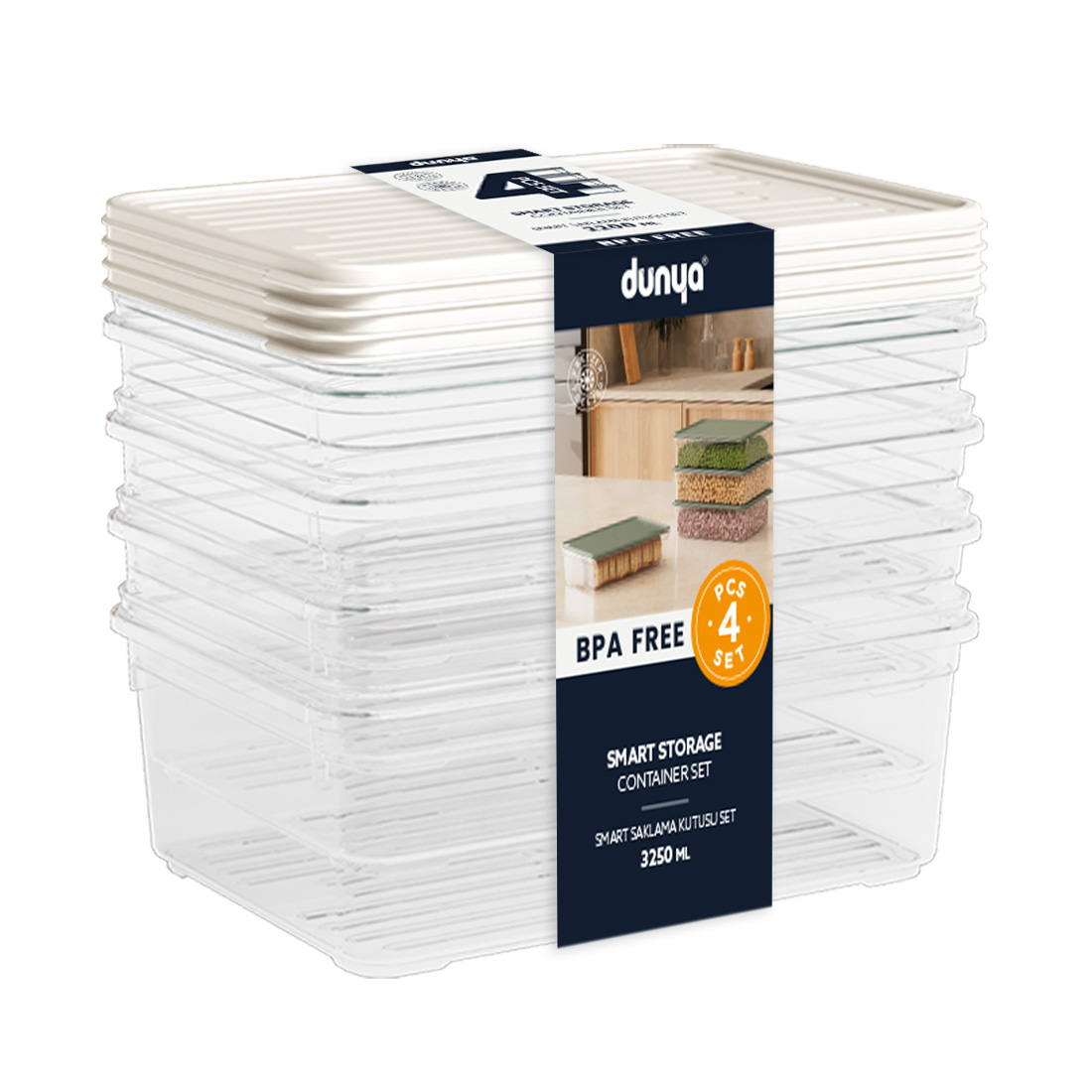 4 Parça Smart Saklama Kabı Set (4 x 3250 ml)