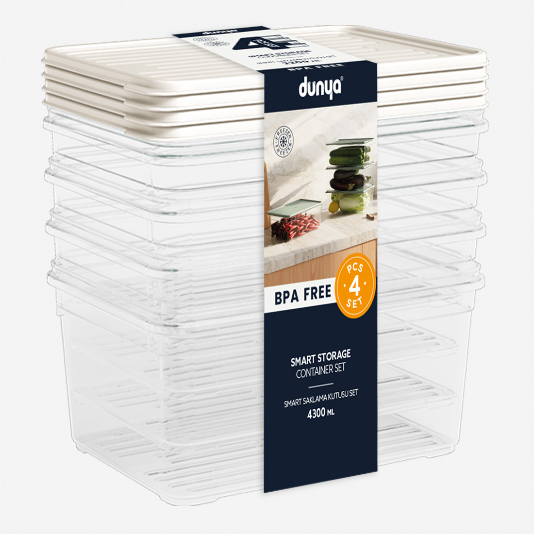 4 Pcs Smart Storage Container Set (4 x 4300ml)
