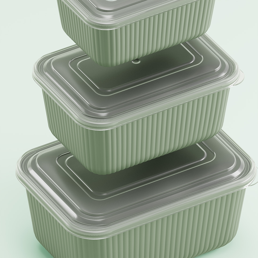 Прямоугольный набор из 3 предметов с защелкивающейся крышкой (600–1100–1800 мл)