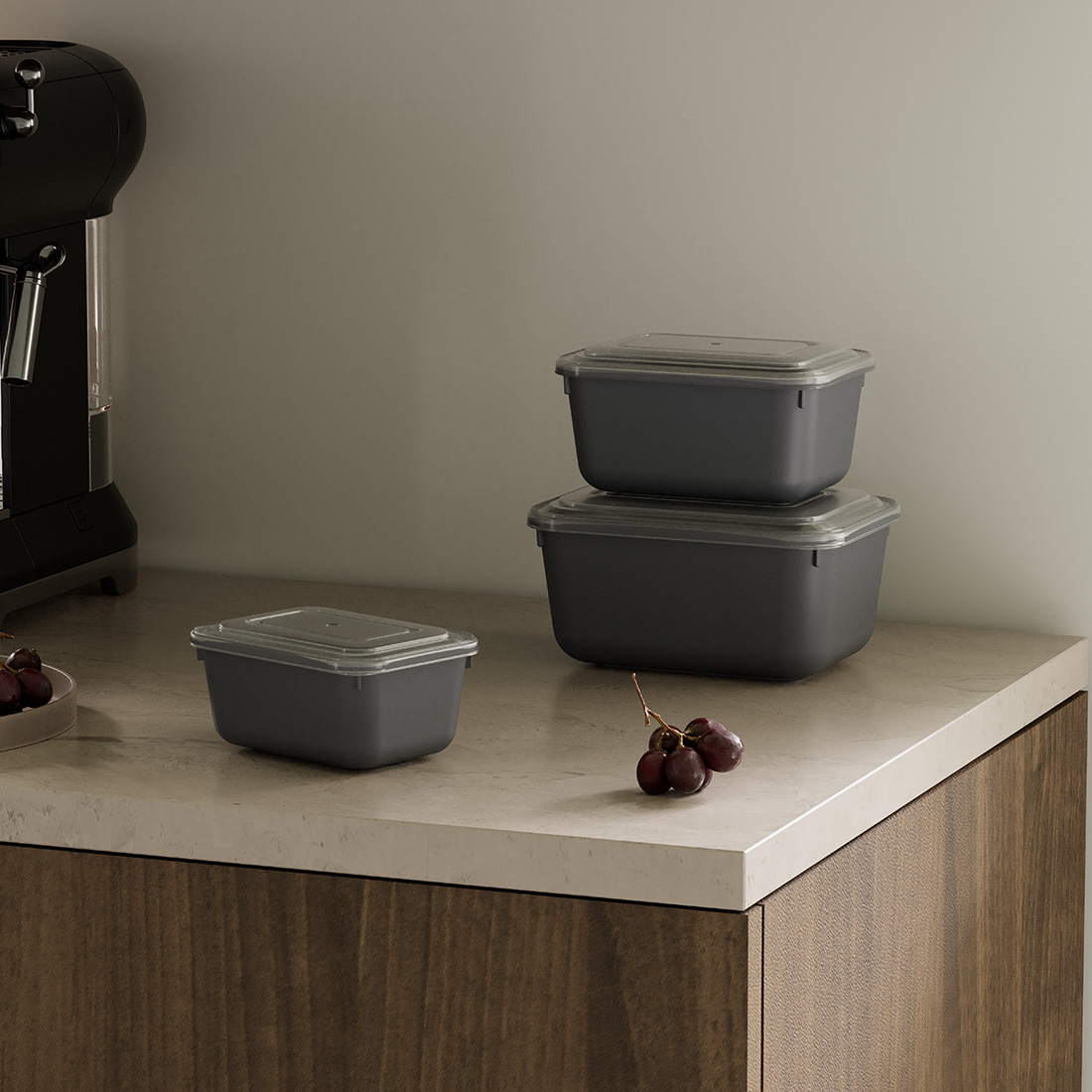 Набор из 3 прямоугольных крышек с защелкой (600-1100-1800 мл)