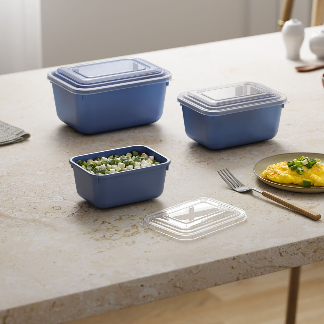 Набор из 3 прямоугольных крышек с защелкой (600-1100-1800 мл)