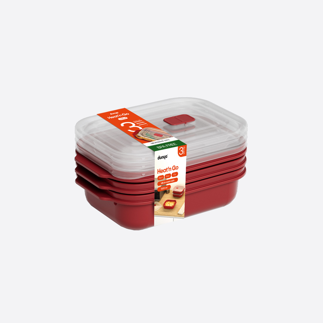 3 Parça Heat'n Go Dikdörtgen Set ( 3 x 1300 ml )