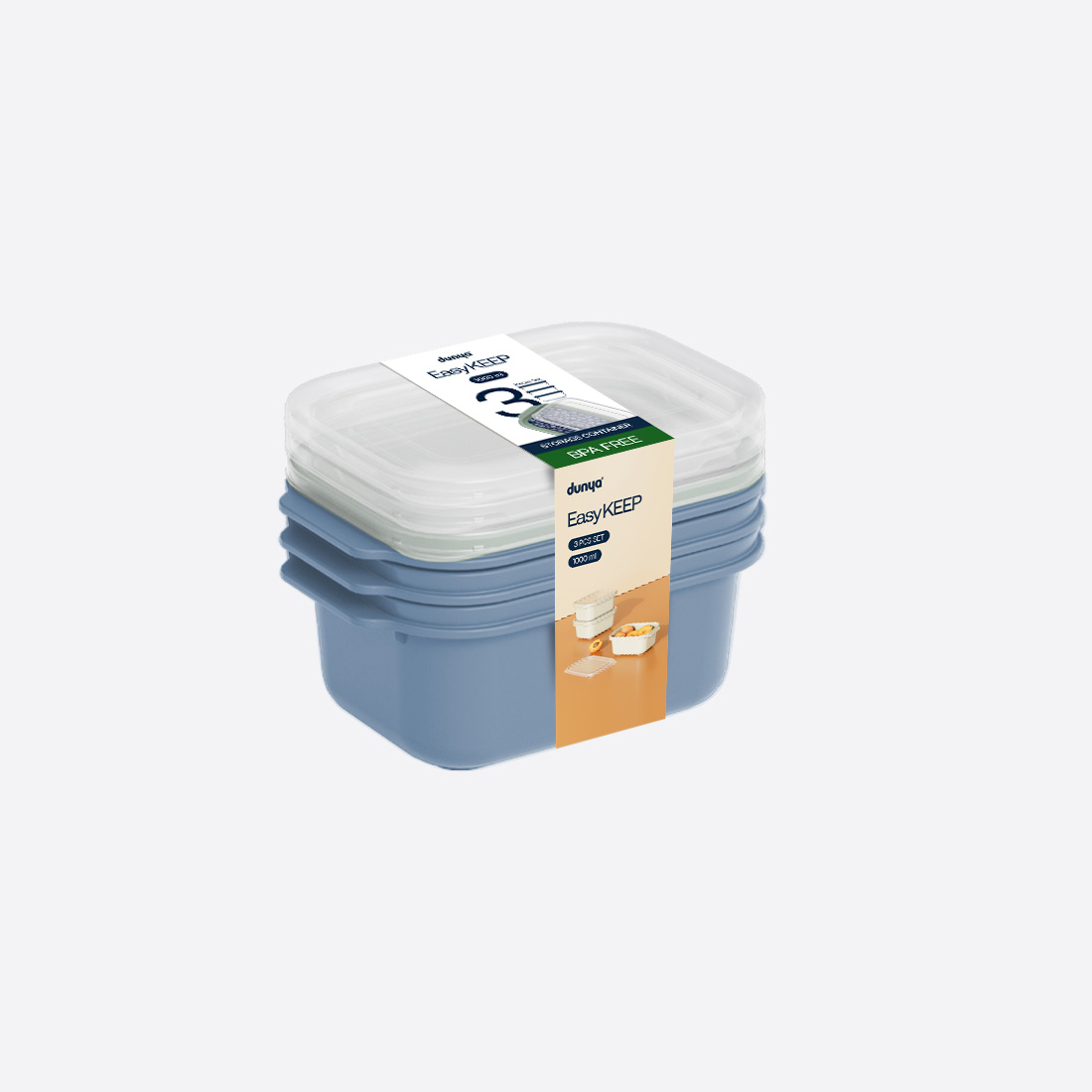 3 Parça Easy Keep Dikdörtgen Set ( 3 x 1000 ml )
