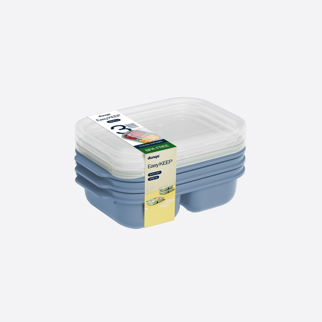 3 Pcs Easy Keep Rectangular Set (3 x 1200 ml)