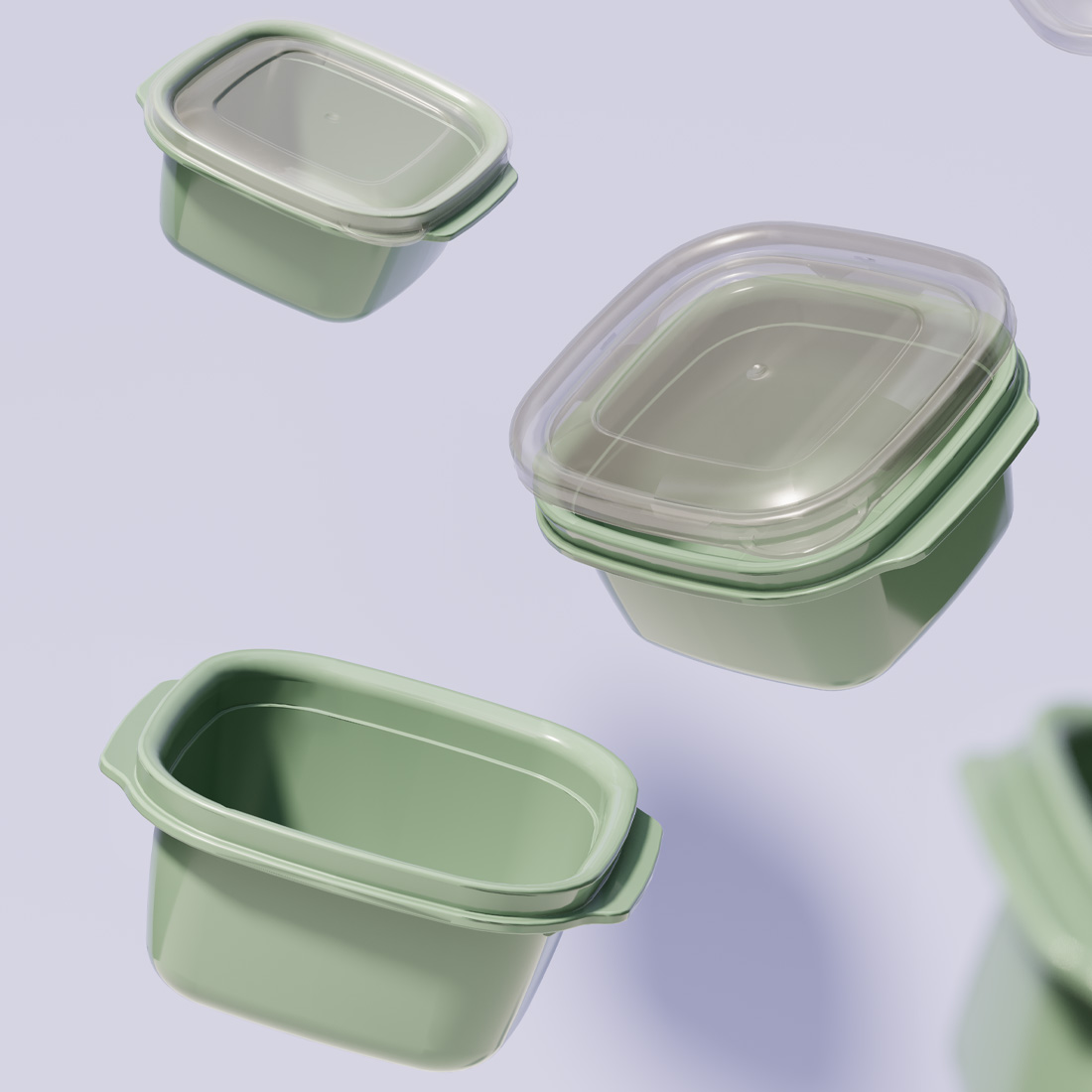 3 Parça Easy Keep Kare Set (550 x 1100 x 2200 ml)