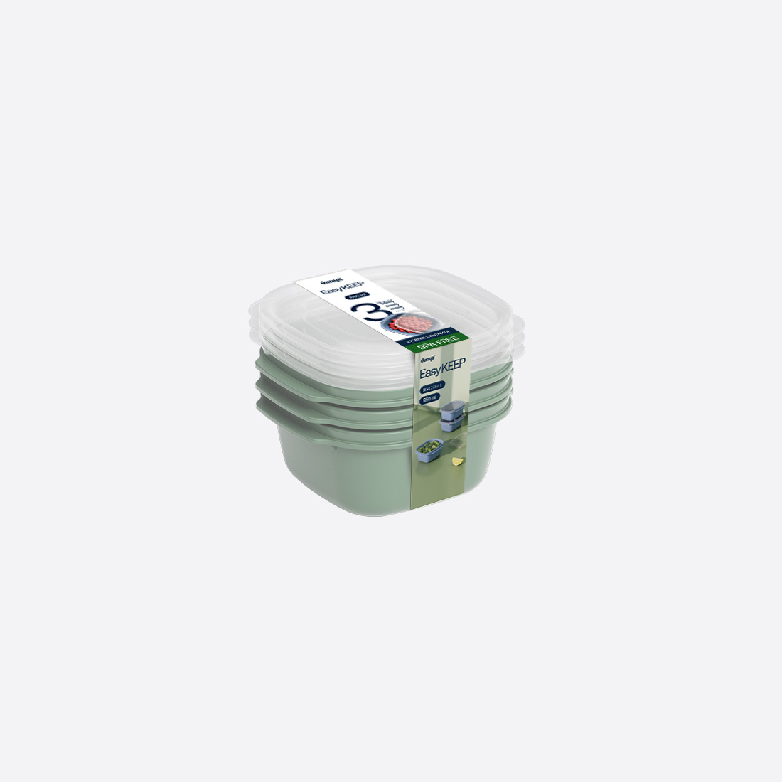3 Parça Easy Keep Kare Set (3 x 550 ml)
