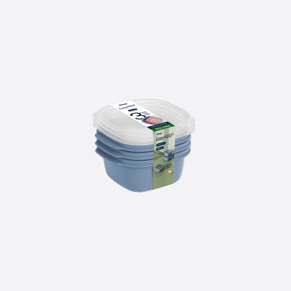 Набор из 3-х квадратных предметов Easy Keep (3 x 550 мл)