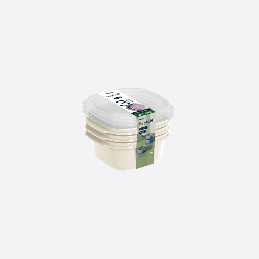 3 Piece Easy Keep Square Set (3 x 550 ml)