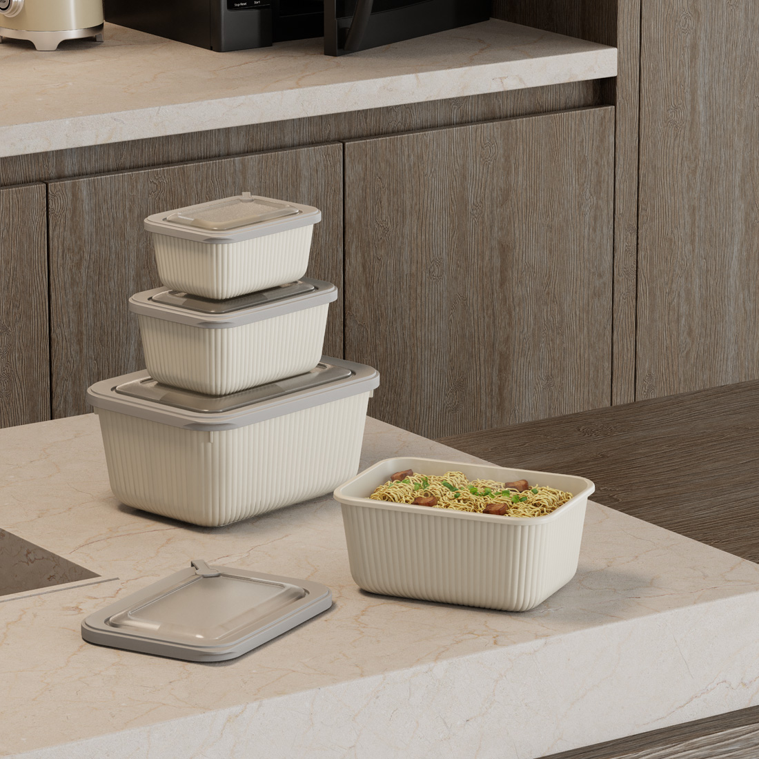 4 Pcs MicroLine Rectangular Set ( 600-1100-1800-3000 ml )