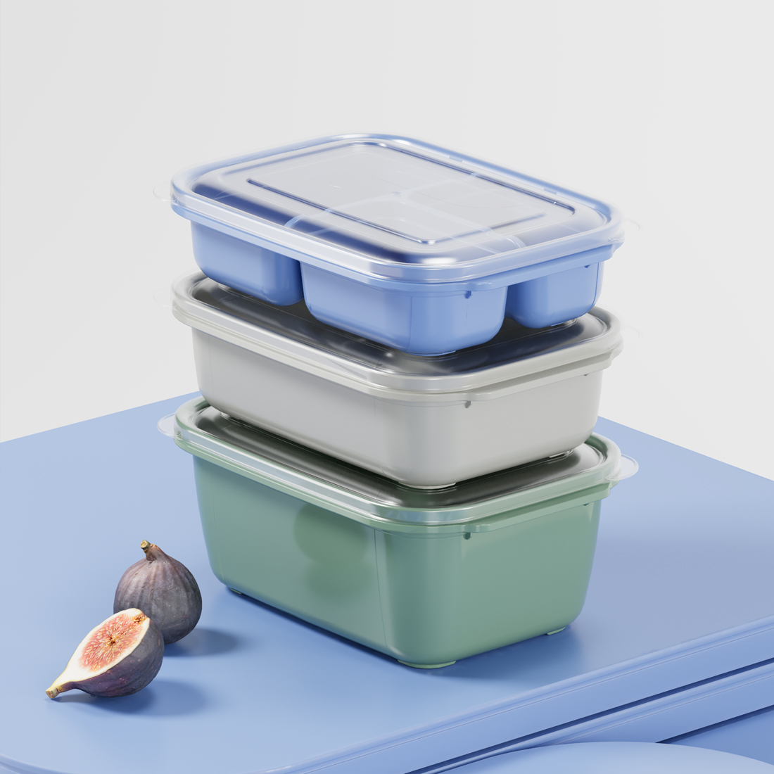 1700 ml Container Three Sections Easy Keep Storage 