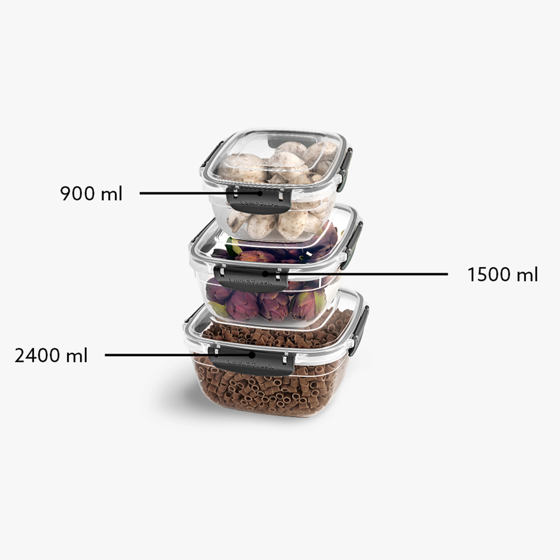 3 Pcs Master Square Set (900-1500-2400 ml)