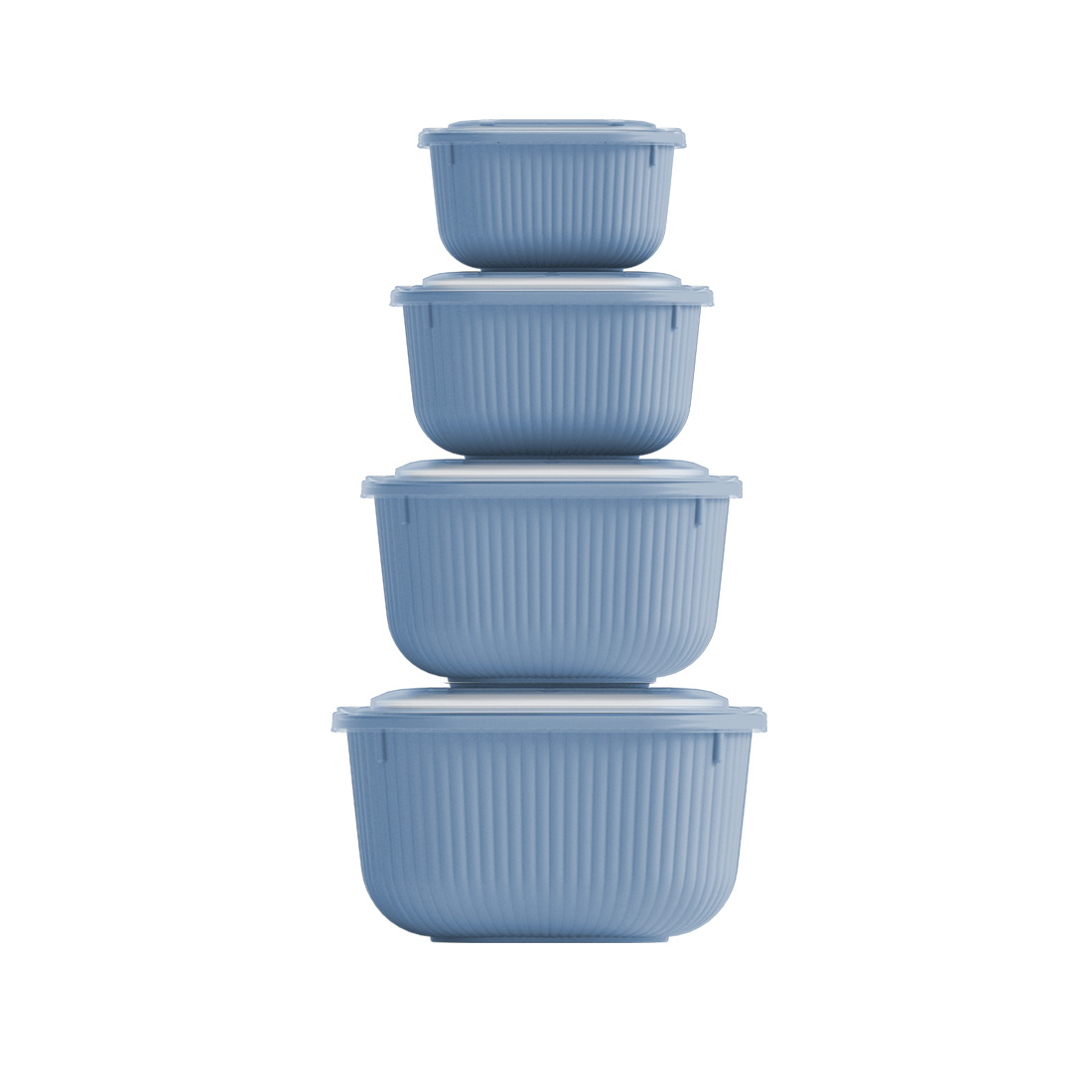 Квадратный набор из 4 предметов с защелкивающейся крышкой (600-1100-1800-3000 мл)