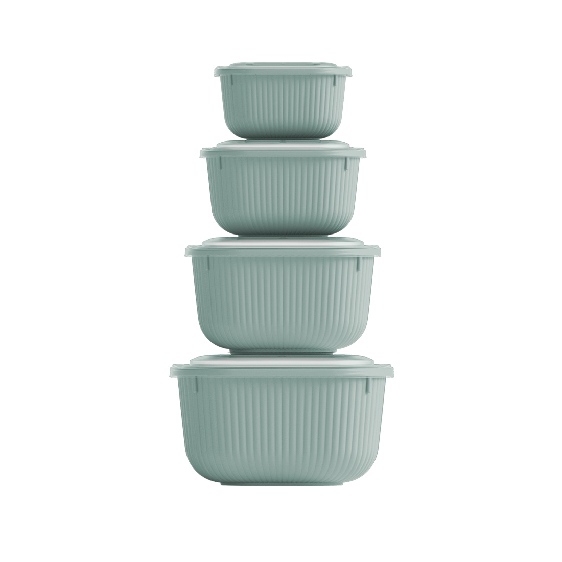 4 Parça Snap Lid Line Kare Set (600-1100-1800-3000 ml)