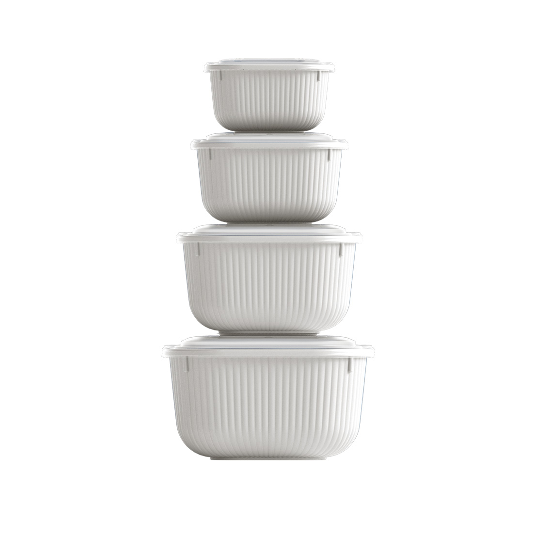 Квадратный набор из 4 предметов с защелкивающейся крышкой (600-1100-1800-3000 мл)