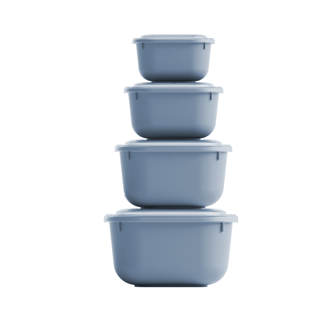 Набор из 4 квадратных защелкивающихся крышек (600–1100–1800-3000 мл)