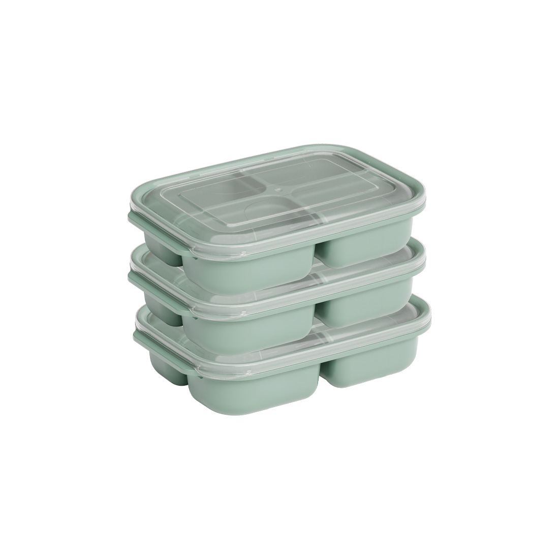 3 pcs 1750 ml 4 Division Rectangular Easy Keep Set